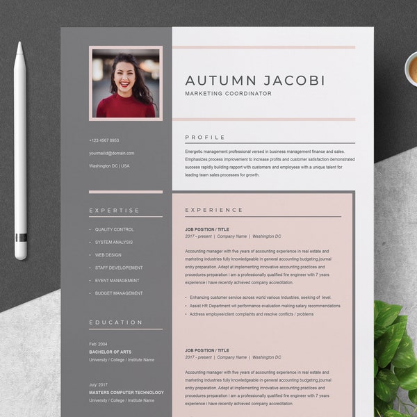 Resume Template 3 Page | CV Template + Cover Letter / Instant Download MS Word