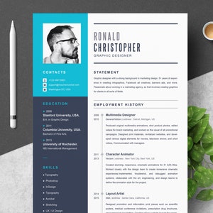 Formato de modelo de currículo de designer gráfico [Word, Apple Pages, InDesign, Photoshop e Illustrator) Design de CV editável 2021