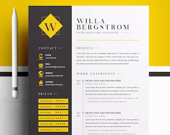 Minimal Yellow Resume Template / CV Template