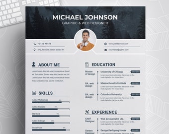 Modern Resume Template / CV Template + Cover Letter | Professional and Creative Resume | Teacher Resume | Word Resume | Instant Download