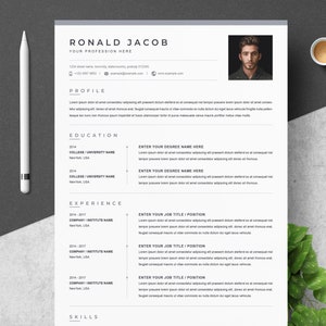 Modern Resume Template, Cover Letter, Word, Mac,A4, CV Template, Creative Resume, Professional Resume, Instant Download