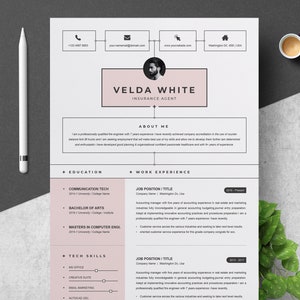 Resume Template | Creative Resume Template for Word and Apple Pages| CV Resume + Cover Letter & Reference Page | 2 Pages Pack