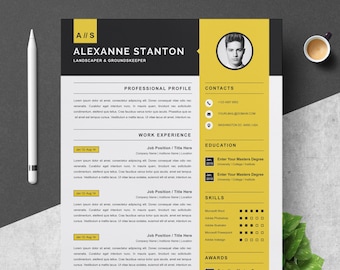 Resume Template / CV Design Template | MS Word | Apple Pages | Instant Download