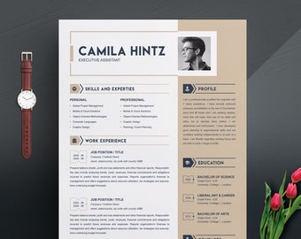 Resume / CV Design Template with Cover Letter | MS Word | Apple Pages | Instant Download