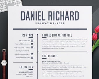 Modern Resume Template / CV Template + Cover Letter | Professional and Creative Resume | Teacher Resume | Word Resume | Instant Download