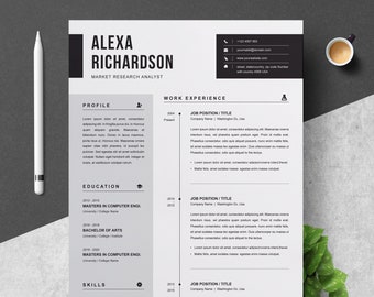 Two Pages Modern and Professional CV / Resume Template with Cover Letter | Microsoft Word and Apple Pages Resume Formats