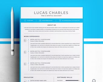 Resume Template, CV Template, CV Resume With Photo, Microsoft Word Resume, Cover Letter, Modern Resume, Professional Resume Template, CV