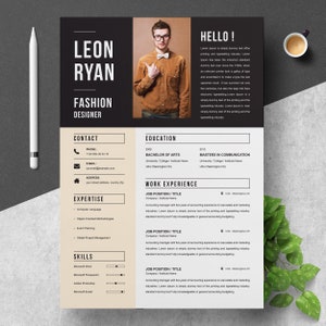 Bold Resume Template for Fashion Designer | Instant Download