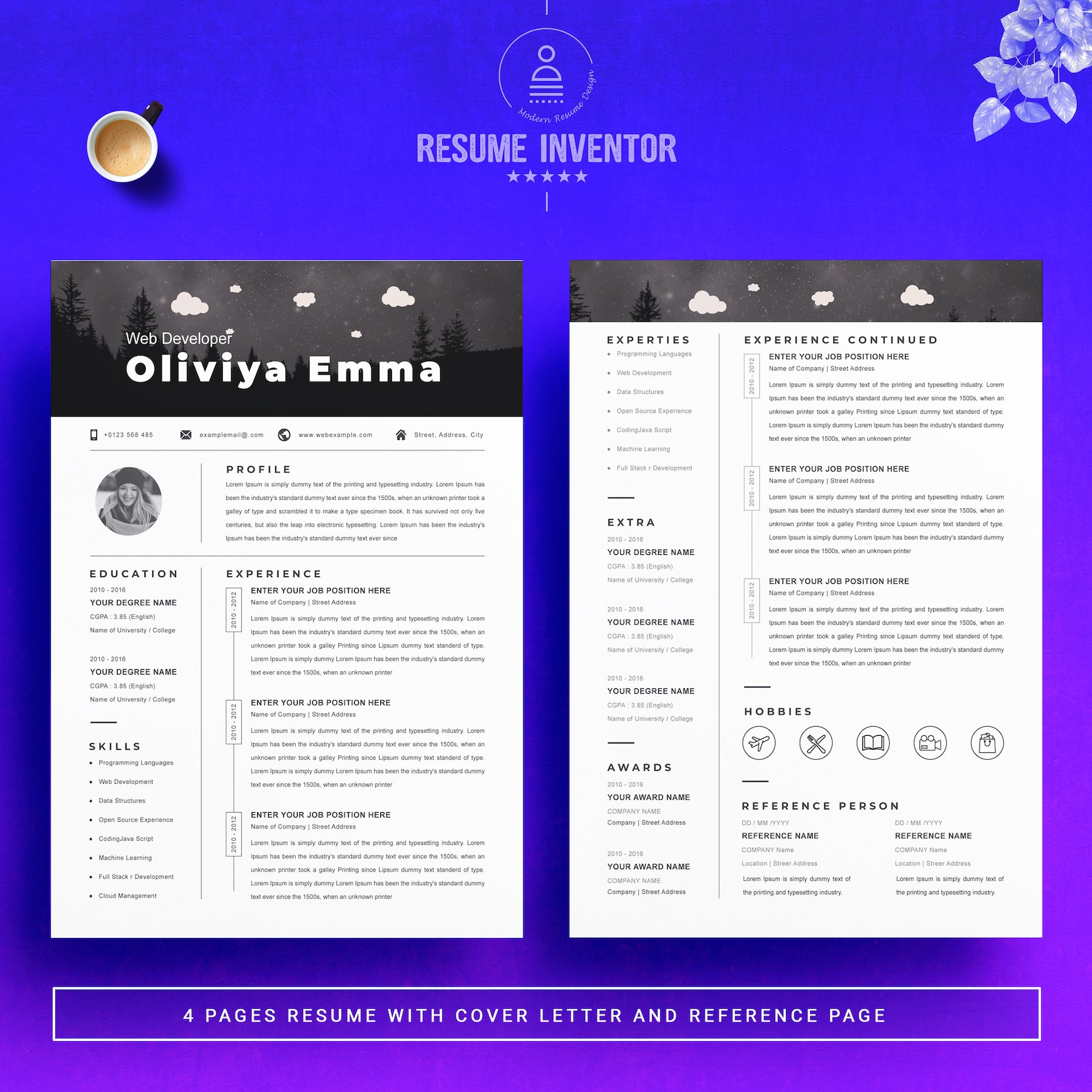 Web Developer Resume Freelancer CV Template Design - Etsy