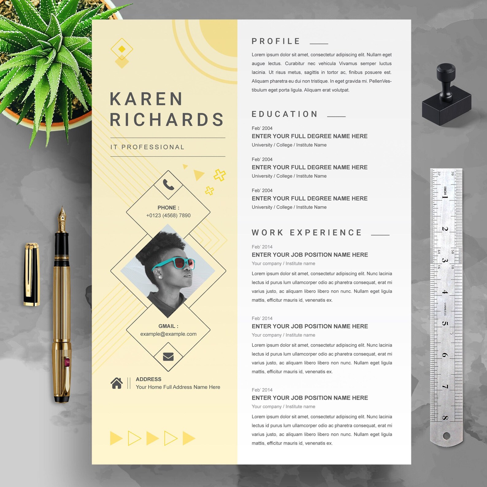 Creative Resume Modern Resume Template Cover Letter Word - Etsy
