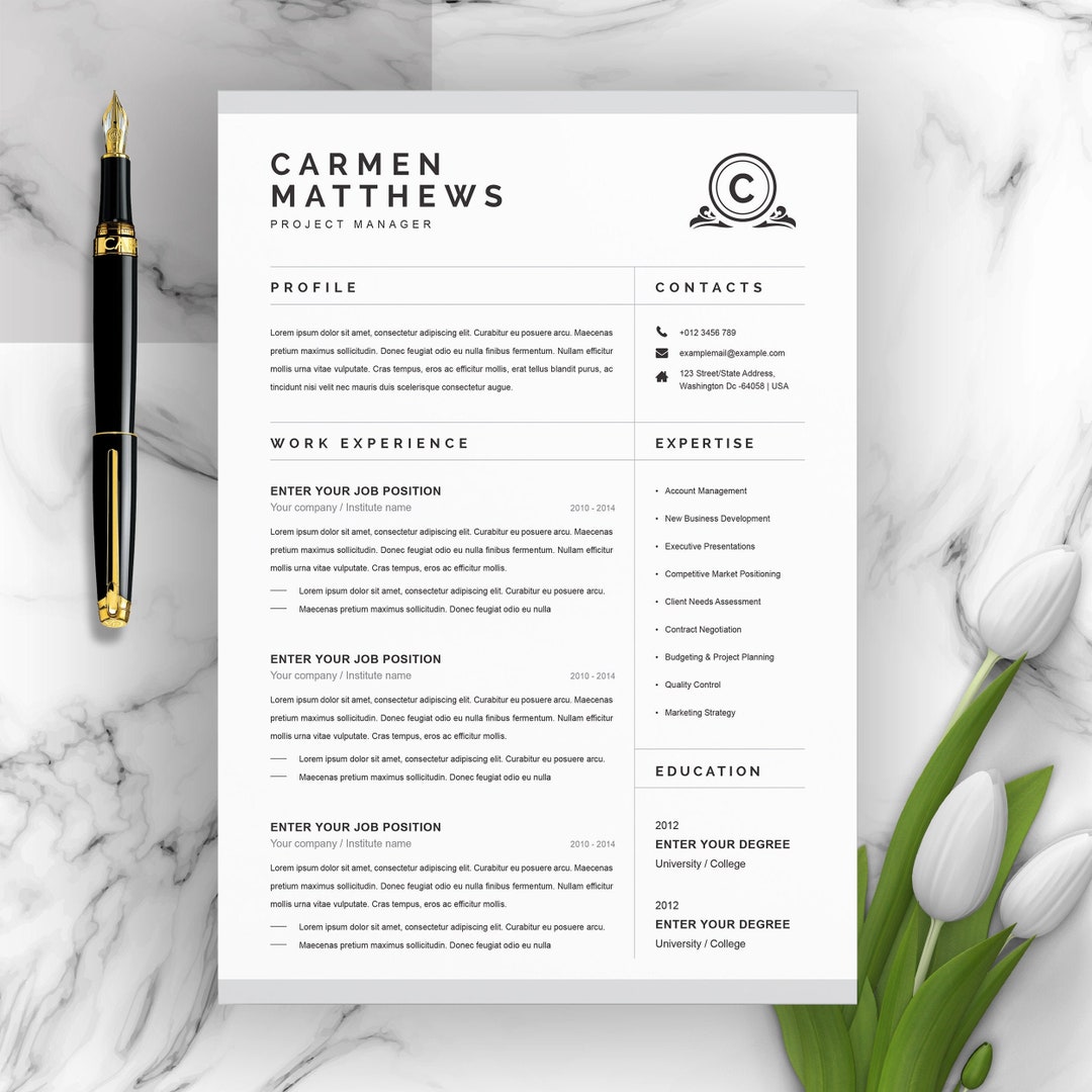 clean-professional-resume-cv-template-etsy