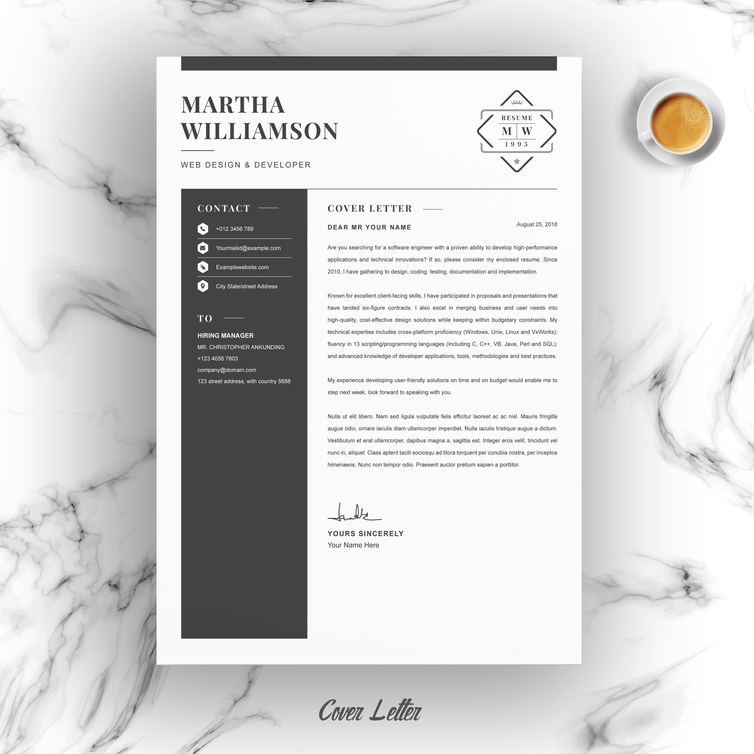 Executive Resume Template Professional Resume Template for - Etsy