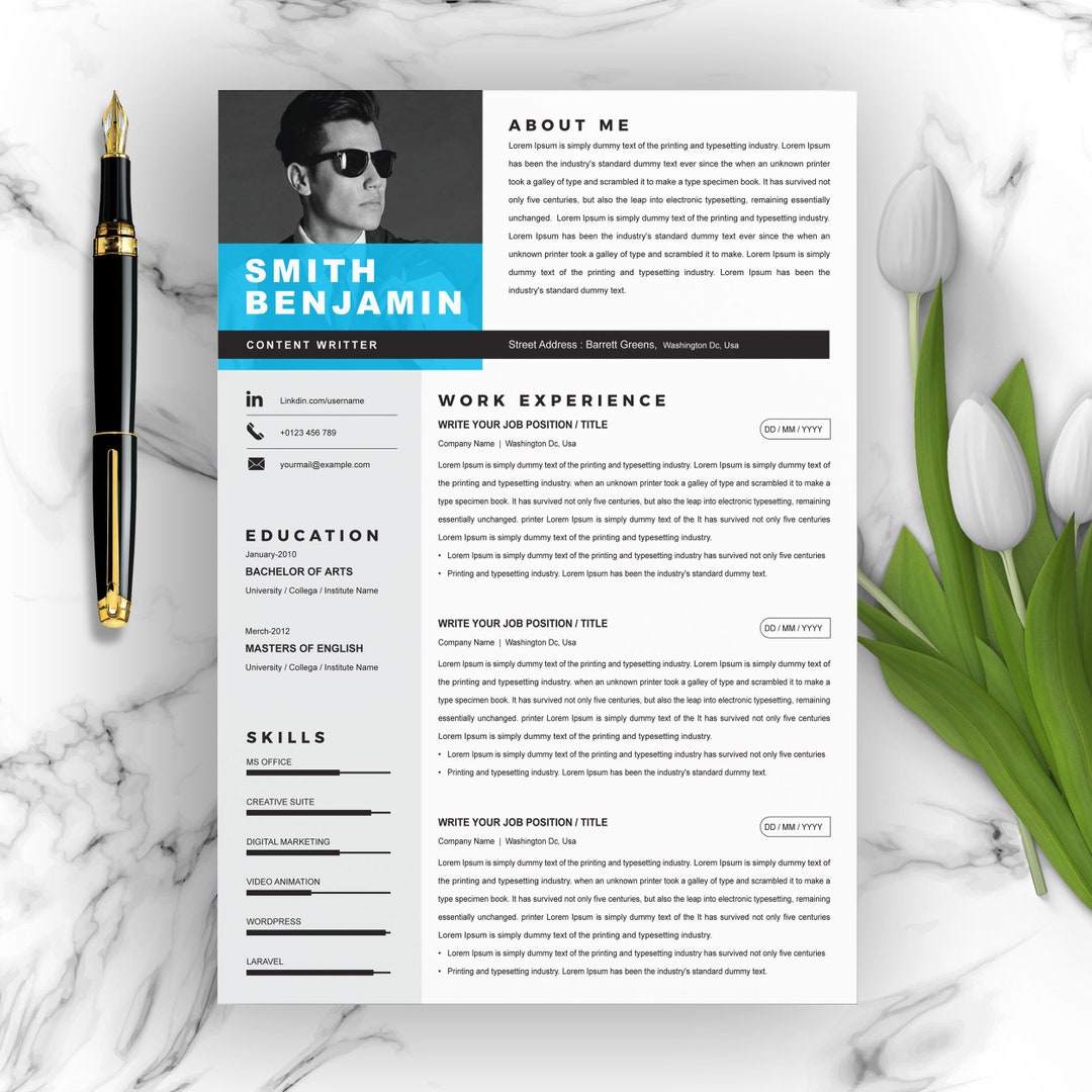Creative Resume | Modern Resume Template | Cover Letter, Word, Mac,a4 ...