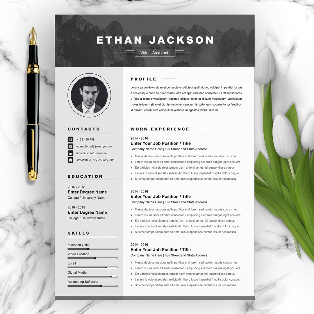 Professional Resume Template With Photo, Modern Resume Template Format ...