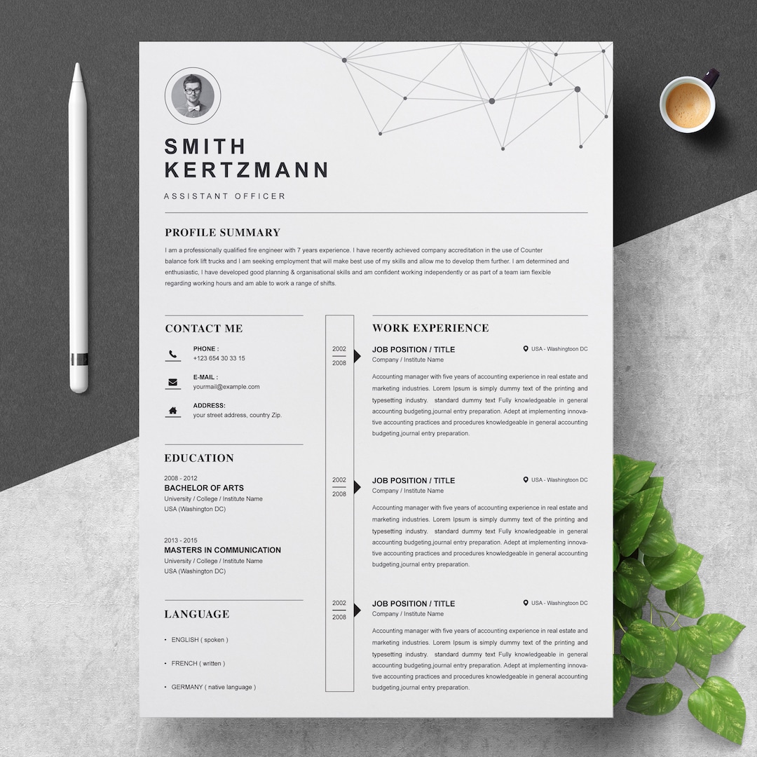 Clean Resume Template / CV Template With MS Word Format - Etsy