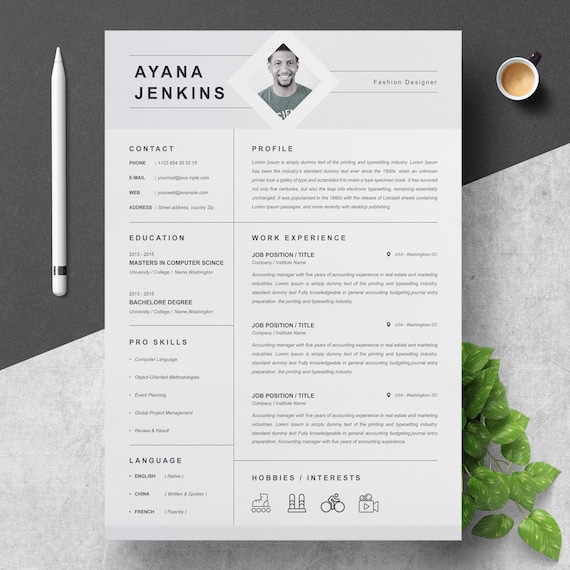 Resume Template / CV Template Instant Download Etsy UK