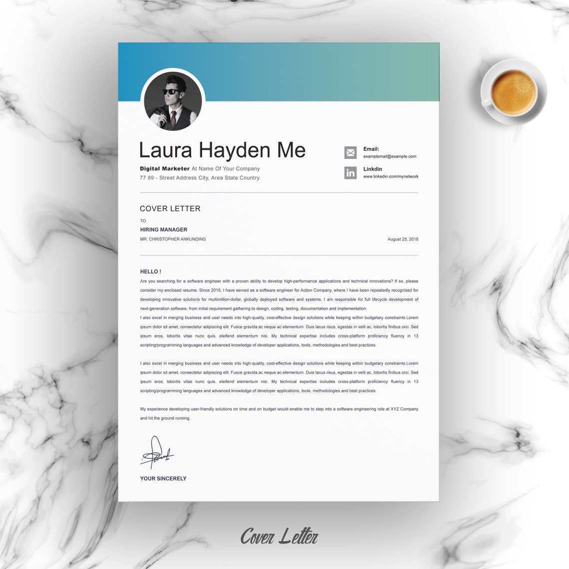 Linkedin Resume Template Design Marketing and Lead Generation CV