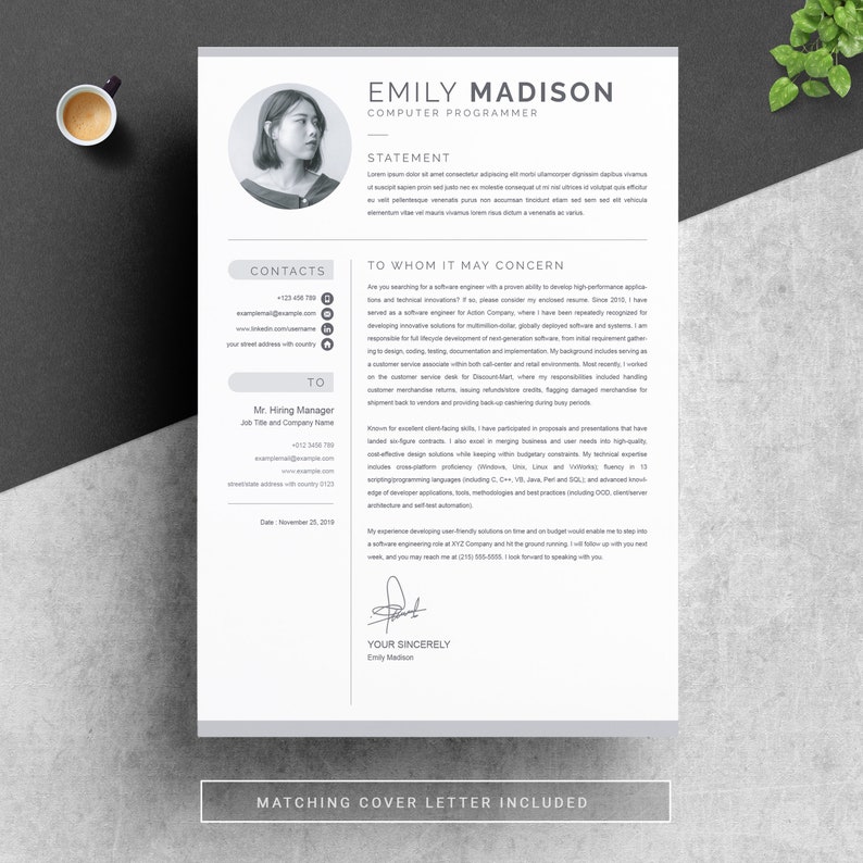Cover Letter and Resume Template for Microsoft Word and Mac Pages ...