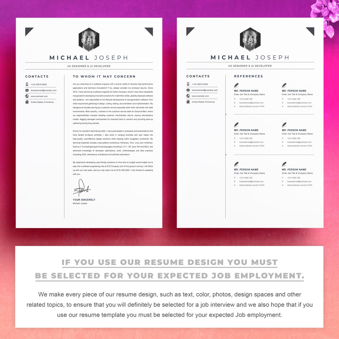 Simple CV / Resume Design CV Template Word CV Resume - Etsy