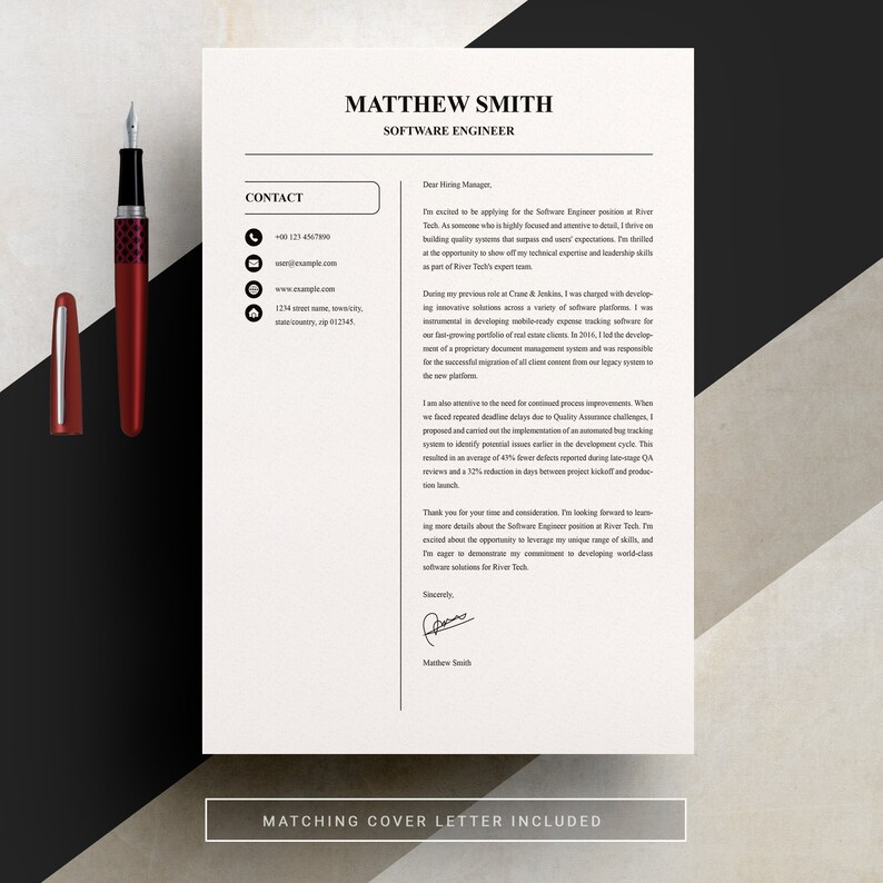 Minimalist Resume/cv Template, Clean Design, Cover Letter Template