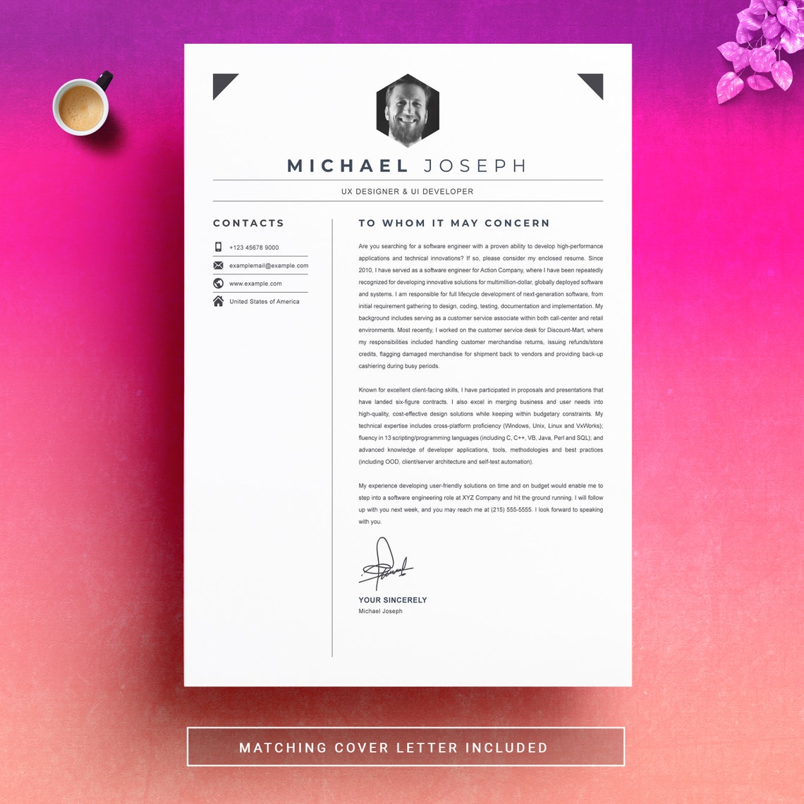 Simple CV / Resume Design CV Template Word CV Resume - Etsy