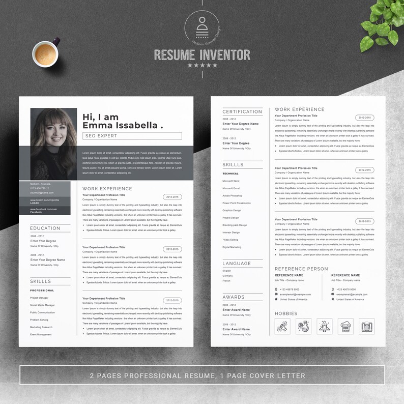 New Resume Template 2021 Professional Resume Template Cv Template Etsy