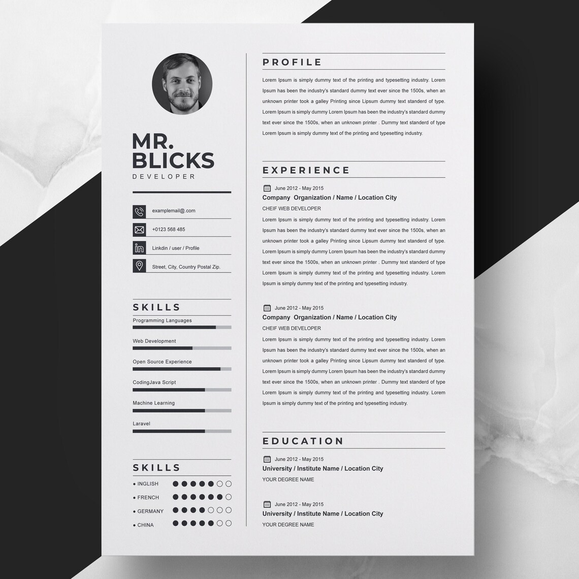 Resume Format 2021 New Resume Template Instant Download CV Etsy