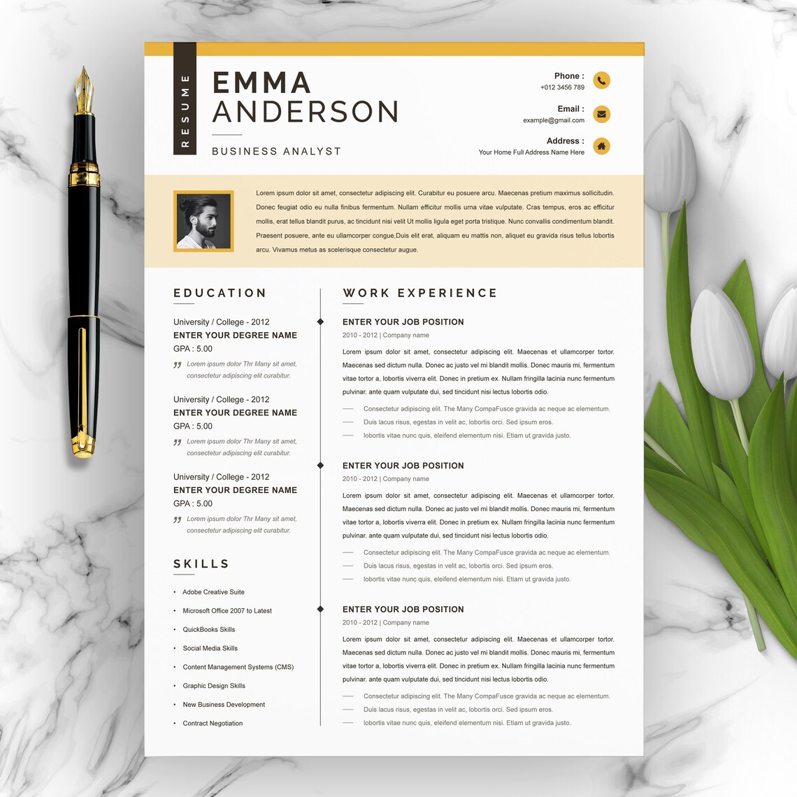 Resume Template Professional Resume Resume Templates Etsy