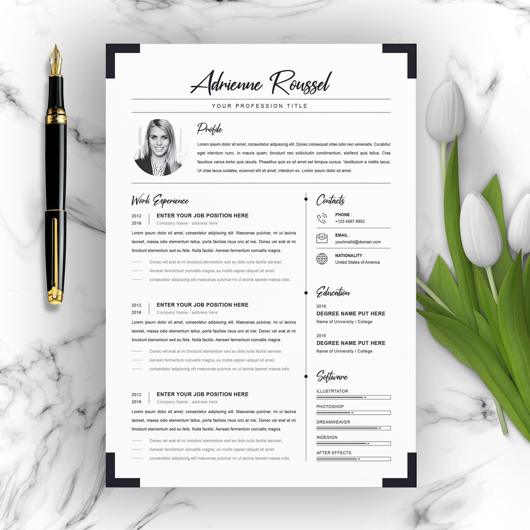 Clean Resume / CV Template With MS Word Cover Letter for Photographer ...