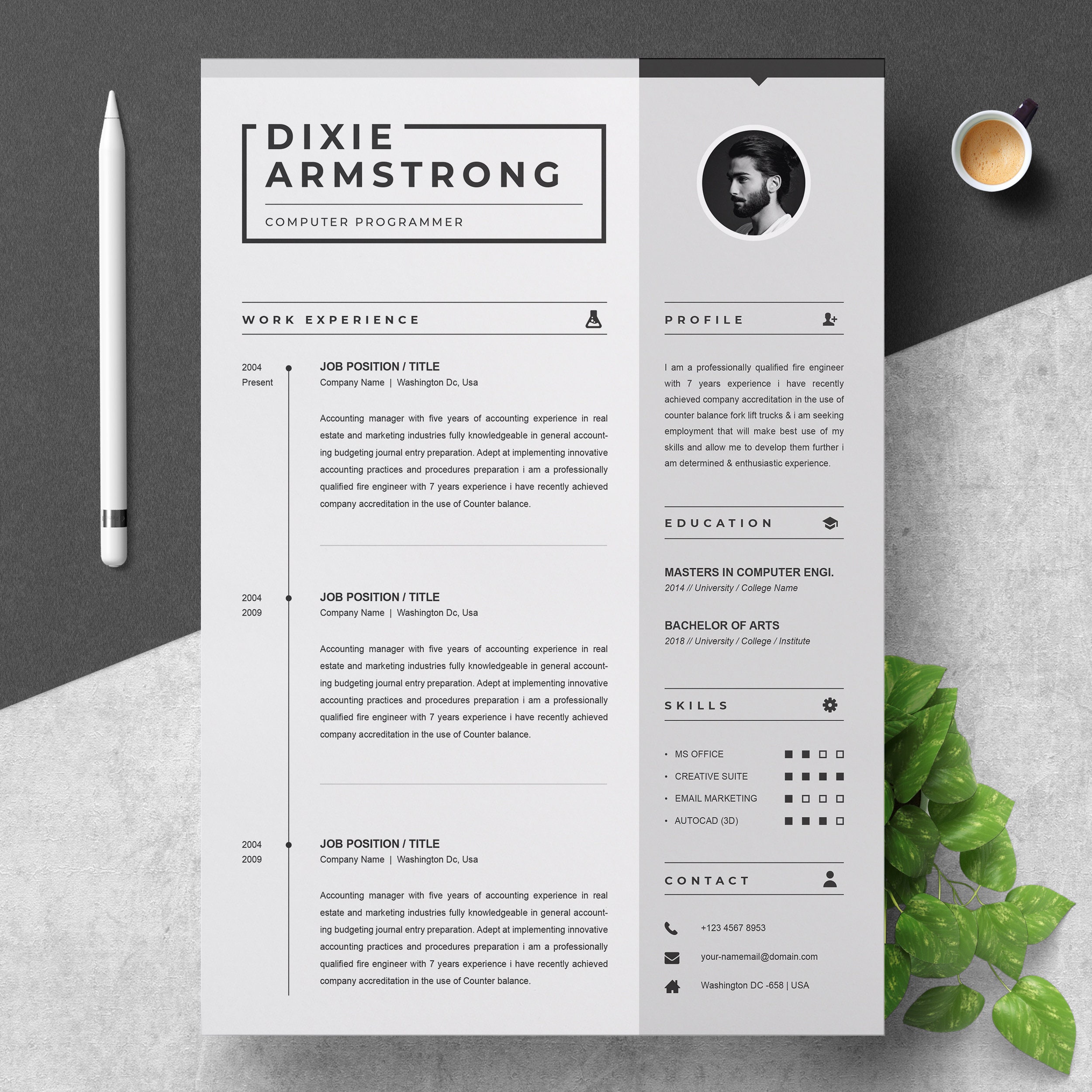 Clean Resume Template Simple Black - Il Fullxfull.1641340887 3lxi