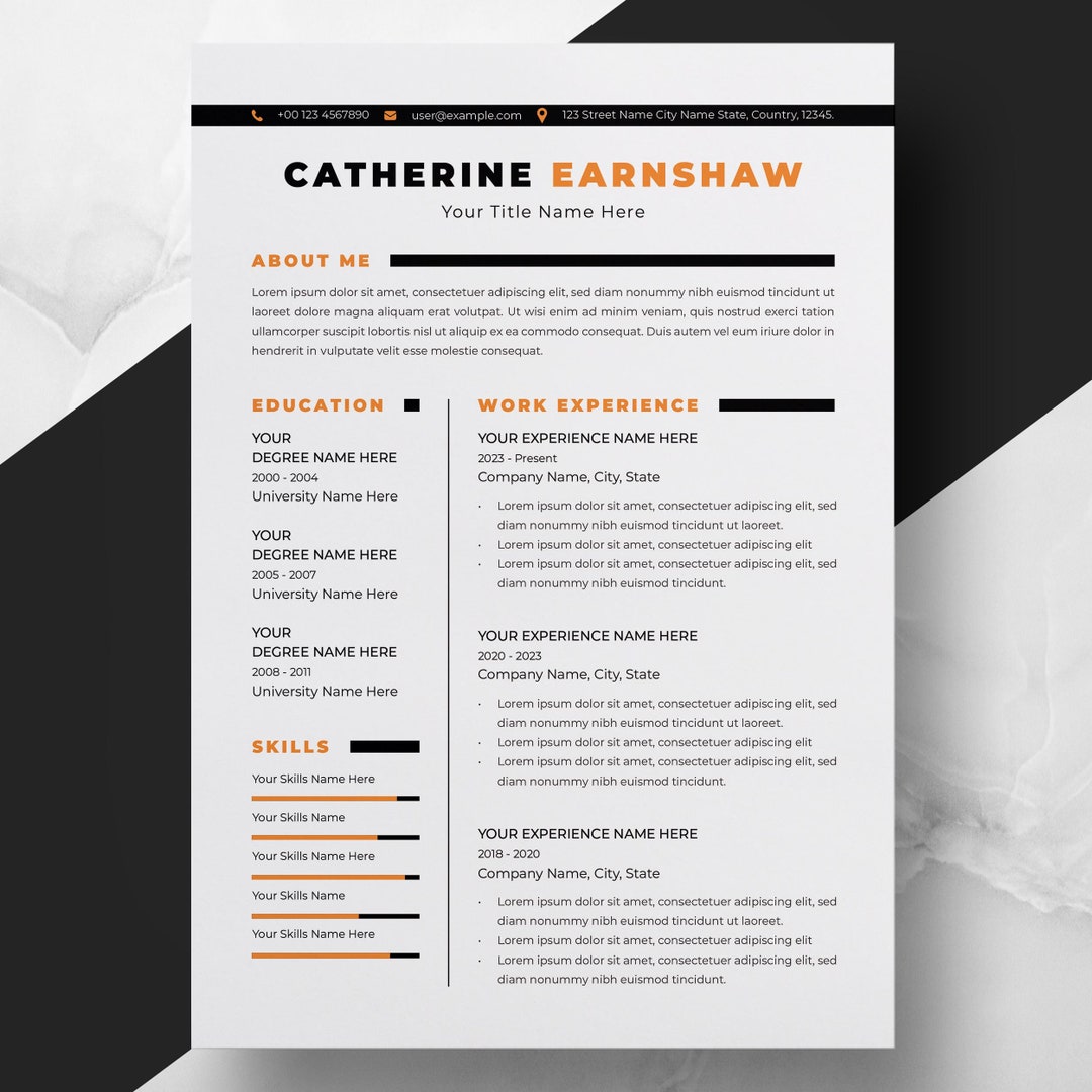 Stylish Resume and CV Bundle, Editable Template, Instant Download ...