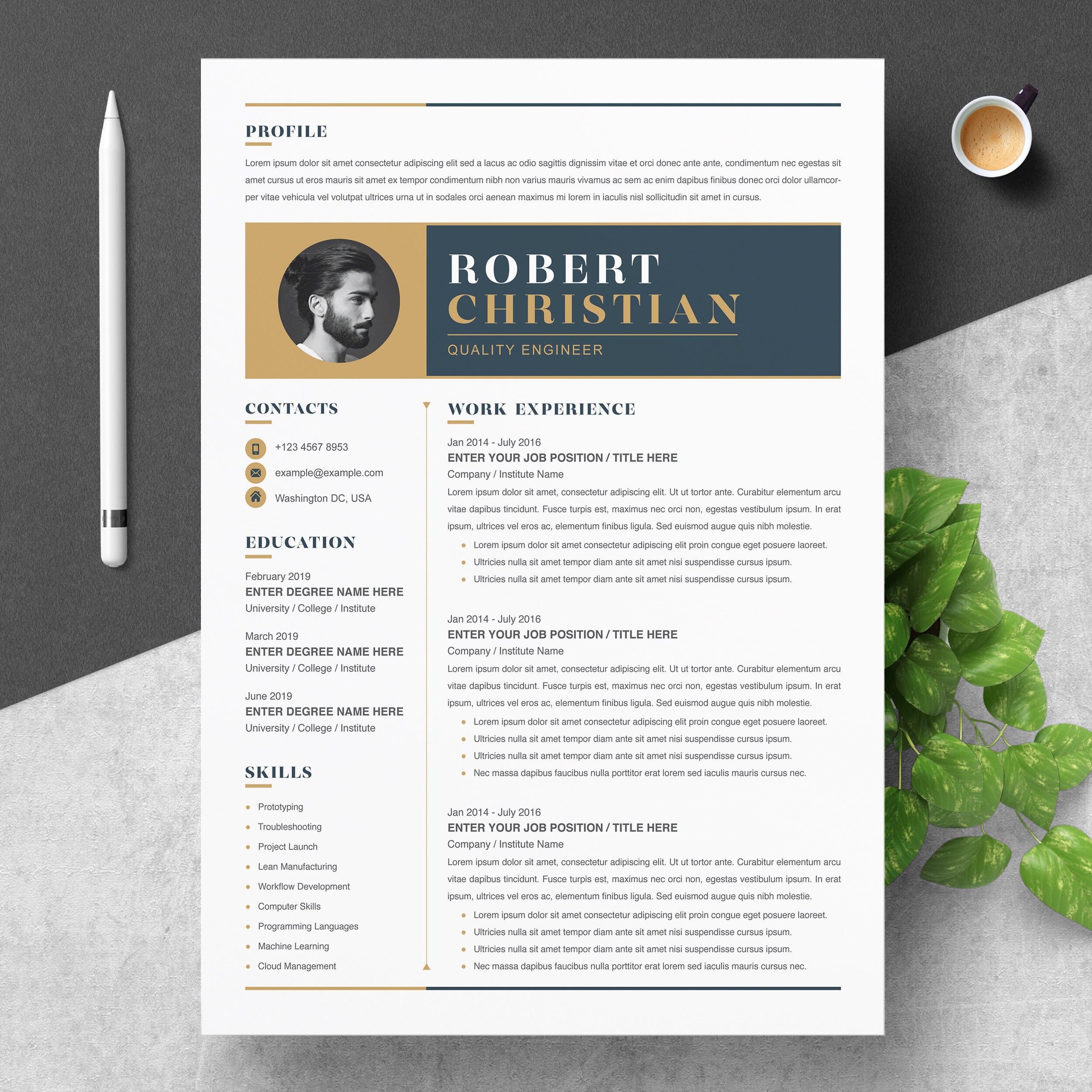 Resume Template for Microsoft Word and Pages With Cover Letter - Etsy