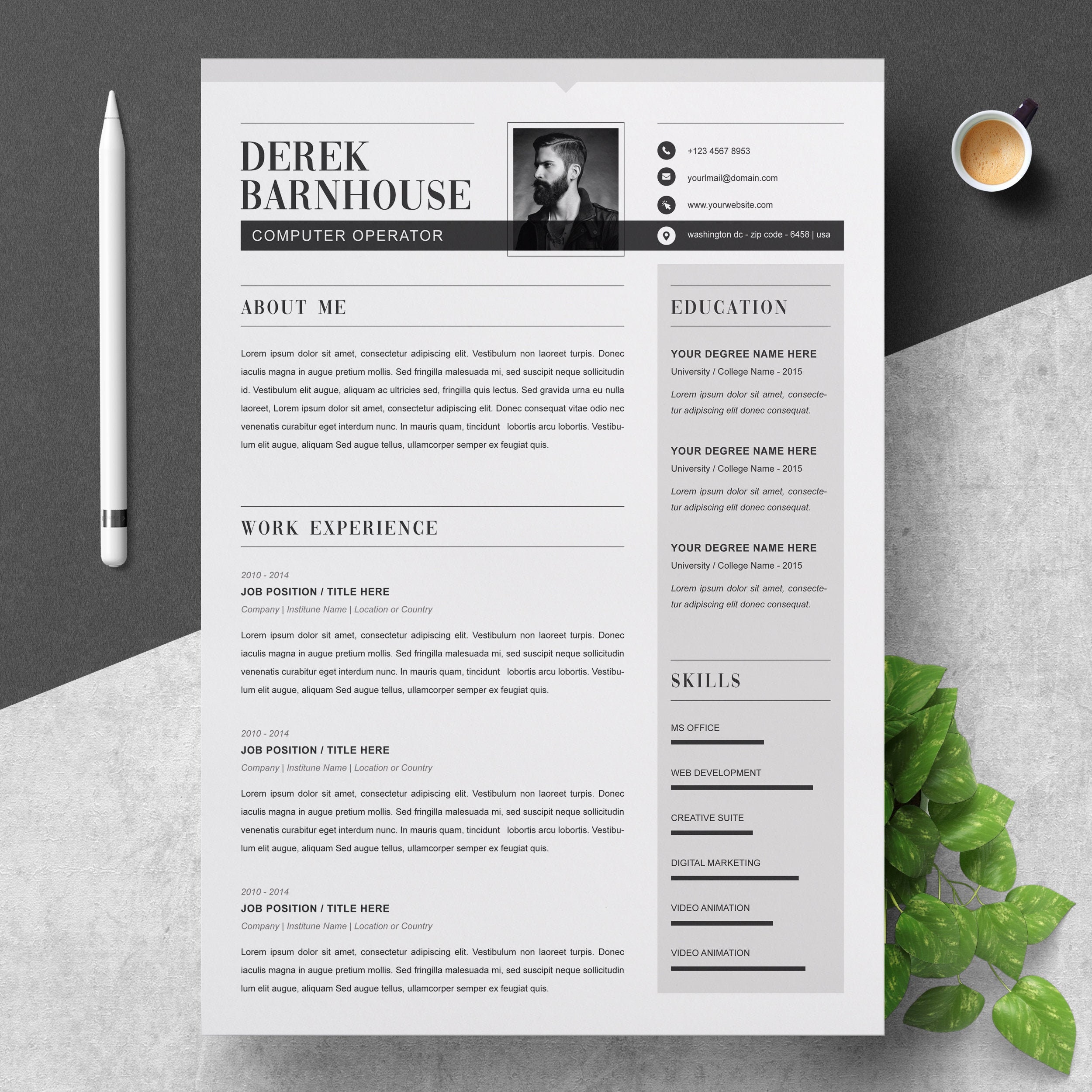 Resume Template, Resume Template Word, Modern Resume Template ...
