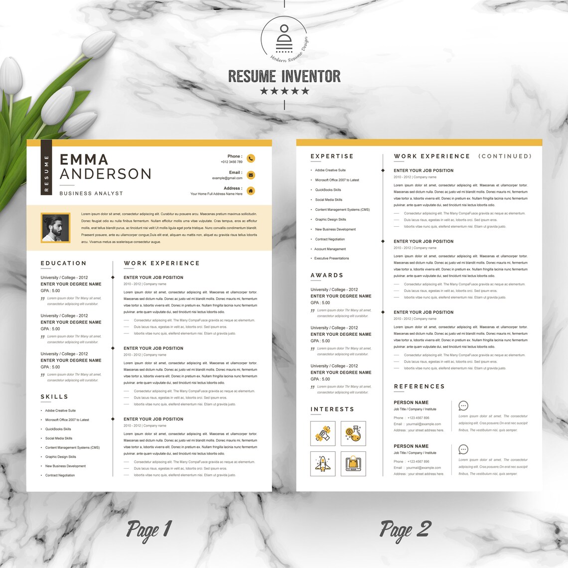 Resume Template Professional Resume Resume Templates Etsy
