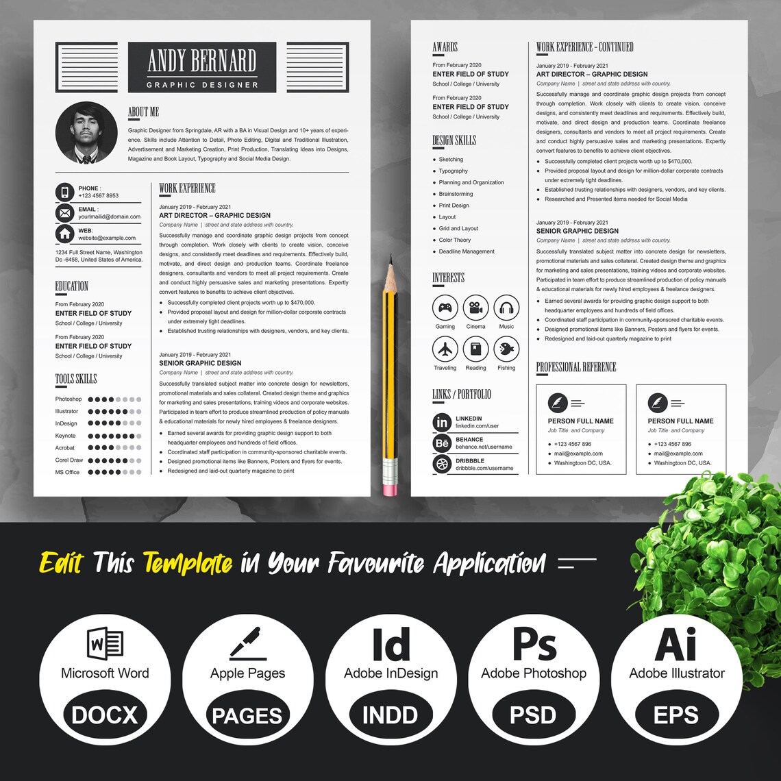 Graphic Designer Resume Sample and Design Template for Word Format ...
