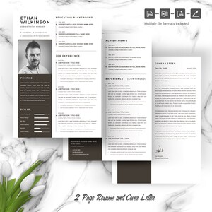 Creative Resume Modern Resume Template Cover Letter Word - Etsy