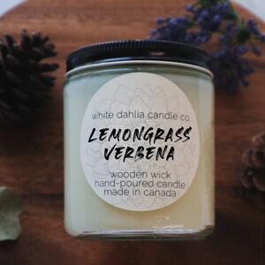 Lemongrass Verbena | Wooden Wick | Homemade Soy Candles | Fresh Lemon | Kitchen Candle | Valentine&#39;s Day | Valentine&#39;s Gifts | Gifts For Her