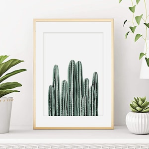 Kaktus-Aquarell, Pflanzenposter, Botanischer Druck, Pflanzenkunst, Kaktusillustration, Zimmerpflanzenmalerei, Wanddekoration.