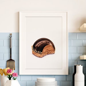 Watercolor praline chocolate dome cake, French pastry poster, Chocolate cake illustration, Culinary drawing, Wall art