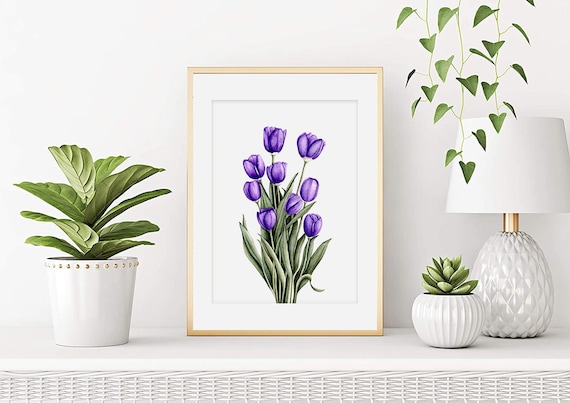 Aquarelle Fleurs, Affiche tulipes, Aquarelle végétale, Affiche florale, Art plante botanique, Décoration murale, Art végétal, Tirage d'art