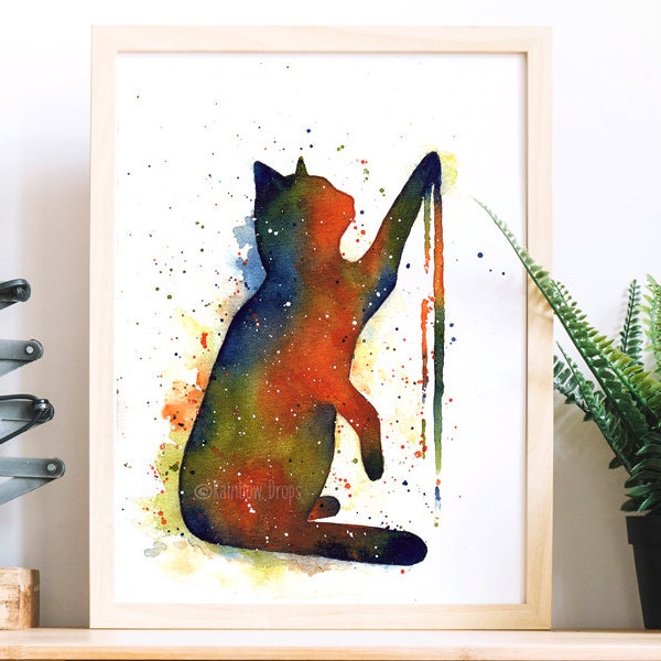 Watercolor cat, Cat poster, Cat poster, Watercolor painting, Watercolor cat portrait, Watercolor, wall decor, Wall art, Art print