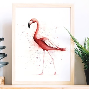 Affiche flamant rose vintage - Poster mural animaux