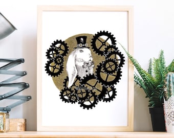 Rabbit Poster. Rabbit Print. Rabbit Portrait. Rabbit drawing. Rabbit painting. Animals poster. Art print from my original ink drawing.