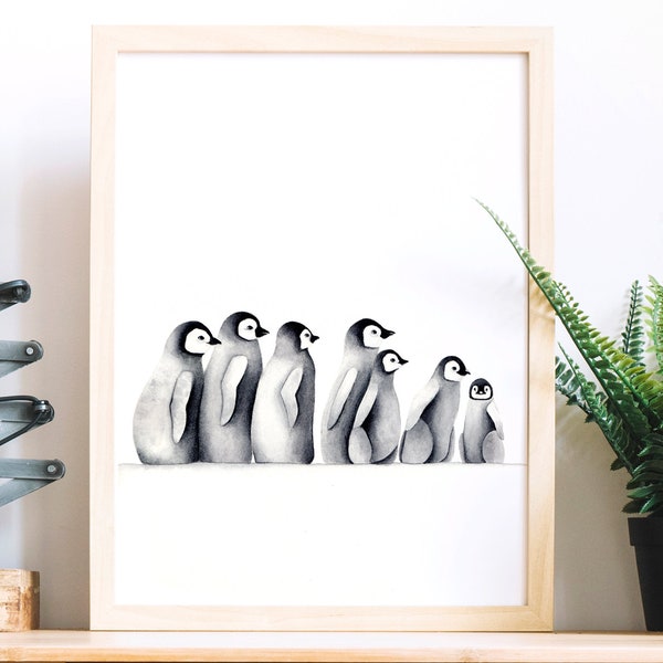 Watercolor penguins,Poster penguins,Print penguins,Painting penguins,Portrait penguins. Art print from my original watercolor