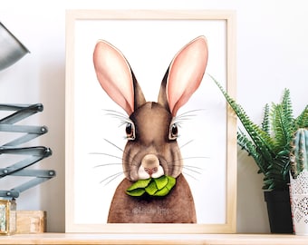 Watercolor rabbit,print rabbit,portrait rabbit,poster rabbit,painting rabbit,watercolor animals,art print from my original watecolor