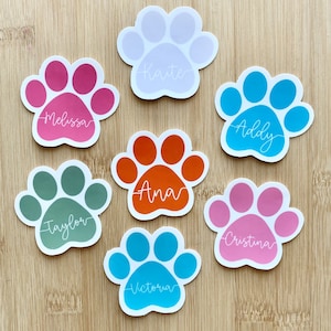Paw Print With Name Sticker, Paw Print Sticker, Dog Paw Sticker, Dog Name Sticker, Custom Dog Name Sticker, Custom Dog Sticker