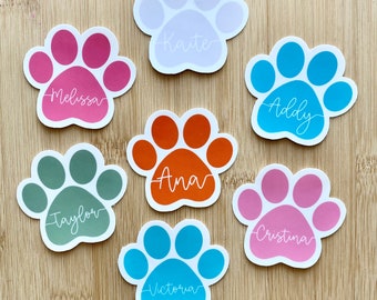 Paw Print With Name Sticker, Paw Print Sticker, Dog Paw Sticker, Dog Name Sticker, Custom Dog Name Sticker, Custom Dog Sticker