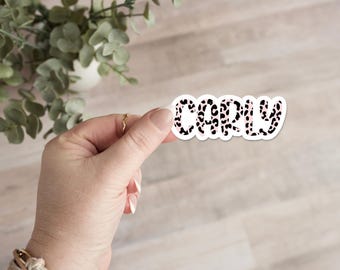 Cheetah Print Name Sticker, Name Sticker, Personalized Name Sticker, Cheetah Print Sticker