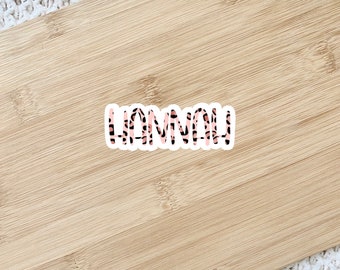 Pink Cheetah Print Name Sticker, Cheetah Print Sticker, Name Sticker