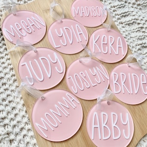 Painted Clear Acrylic Tags, Gift Tags, Place Settings, Bridesmaid Gifts, Bridesmaid Proposal, Ornaments, Bridal Party Name Tags, Custom Name